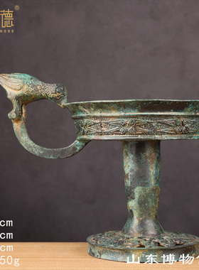 汉代古青铜器凤鸟铜蜡台铜灯具自然绿皮锈古玩收藏品影视道具