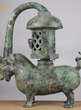 汉代铜牛灯仿古青铜器宫廷牛灯摆件古典灯具纯铜工艺品古玩收藏