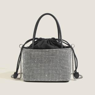 2023秋冬新款 满钻菜蓝子包钻石单肩女包手提斜挎包 水钻包包时尚