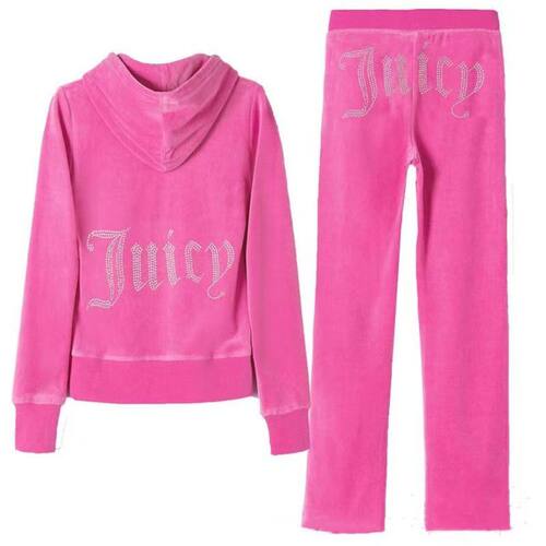 juicy coconut天鹅绒运动服休闲套装女烫钻卫衣连帽开衫二件春秋