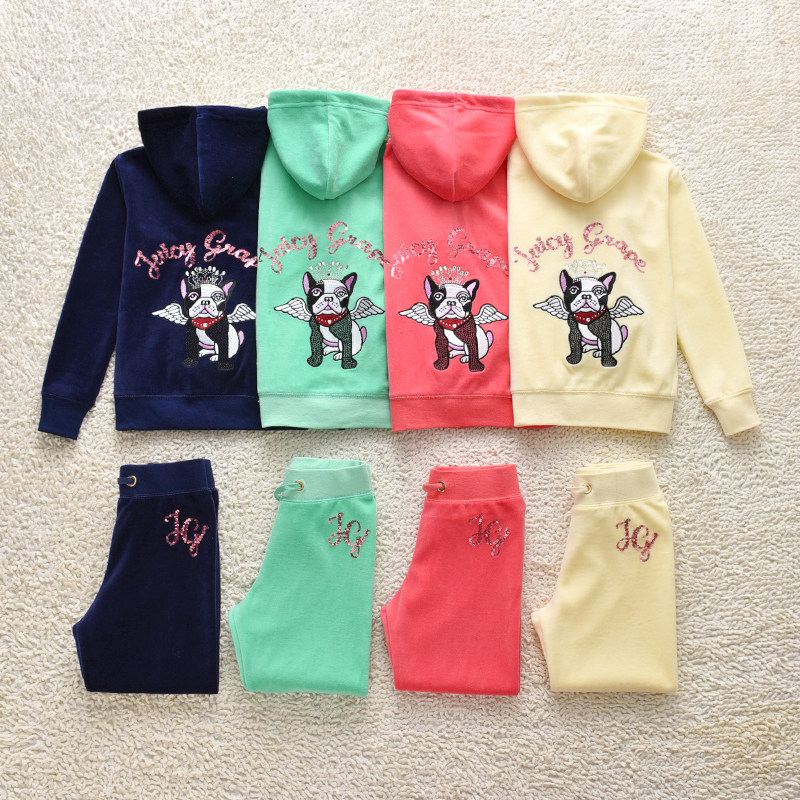 天鹅绒运动套装女童儿童开衫卫衣连帽金丝绒春秋款二件套时尚休闲