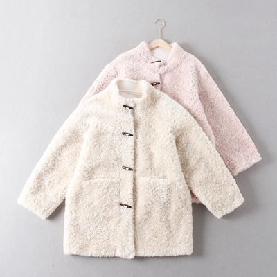 国内单！门店900+皮毛一体加厚立领毛毛复古牛角扣中长款保暖外套