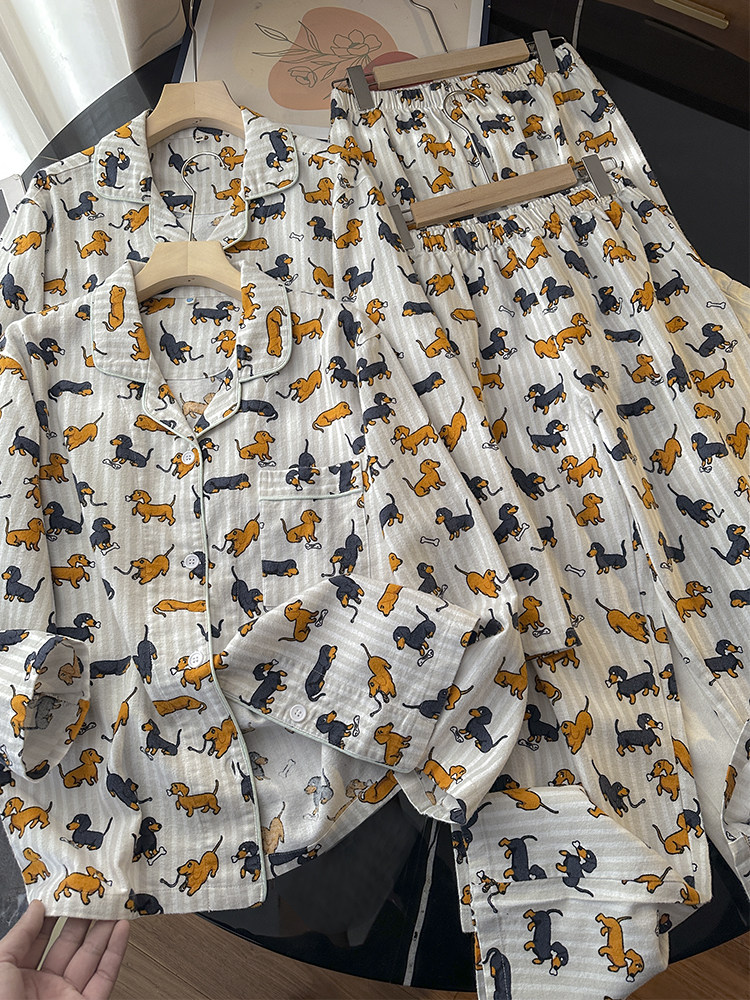 原单货！100棉！男女款卡通狗印花翻领磨毛长袖睡衣家居服套装108,女士内衣/男士内衣/家居服,睡衣/家居服套装,淘宝优惠券,粉丝福利购,淘宝优惠卷