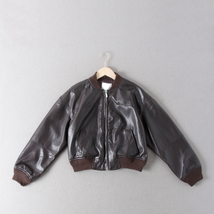 皮衣外套 女立领超细水洗PU皮酷飒风短款 出老美单 轻奢138美金