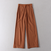 出巴西单 纯原单百搭亚麻混纺显高显瘦高腰宽松直筒休闲长裤