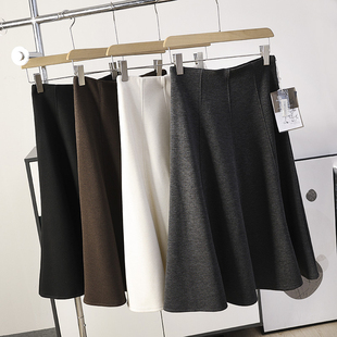 羊绒醋酸毛呢半身裙松紧腰a字伞裙女bs212 重工8片裁剪 春季 新款