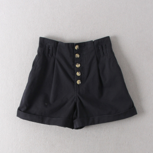 辣妹装 出老美单 热裤 高腰百搭A字型阔腿棉质五扣休闲短裤 女款