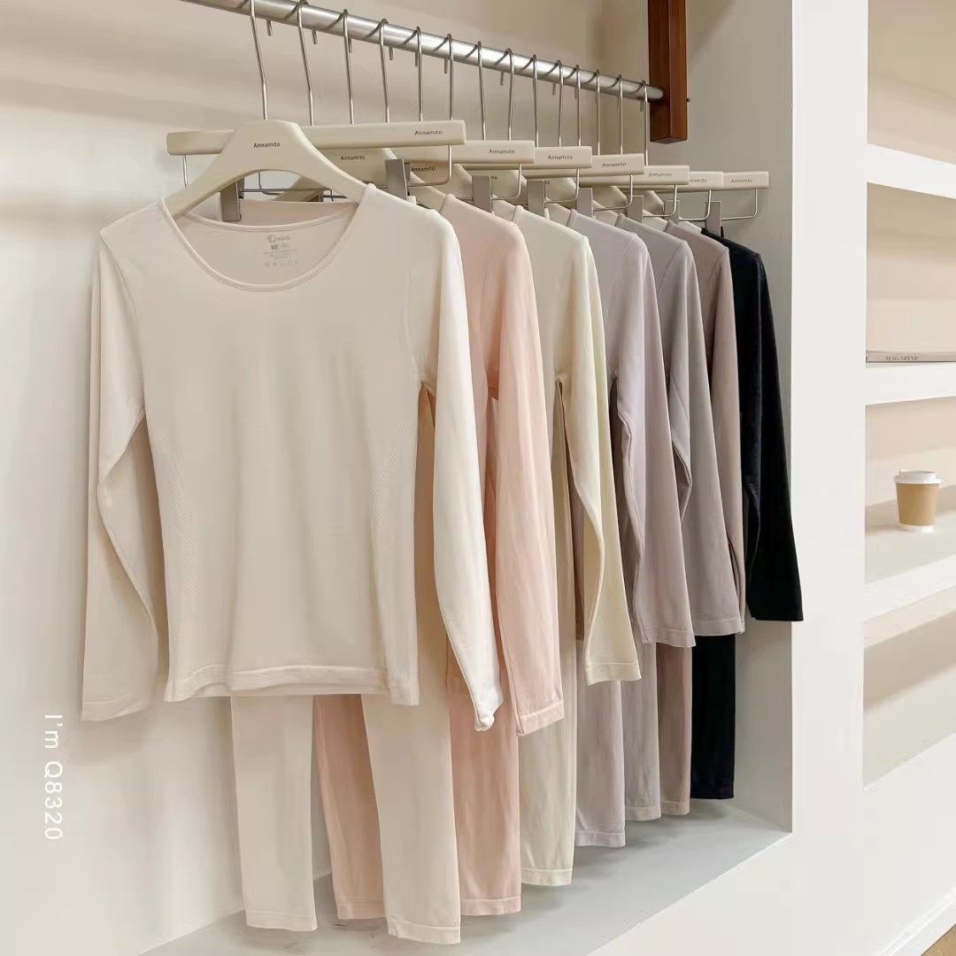 2025秋冬新款 无缝拼接隐形舒适软糯圆领保暖秋衣裤套装女ky107