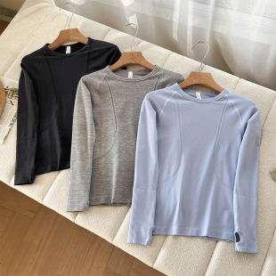 跑步普拉提训练健身服jq219 运动长袖 LU同款 春夏瑜伽服上衣女修身