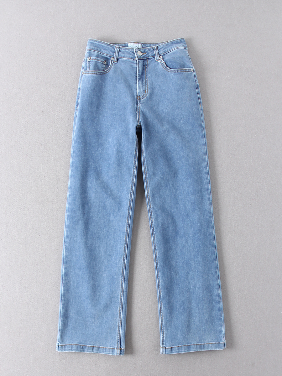 禾款好货 2024春夏新款女款百搭高腰水洗牛仔蓝显瘦直筒牛仔裤