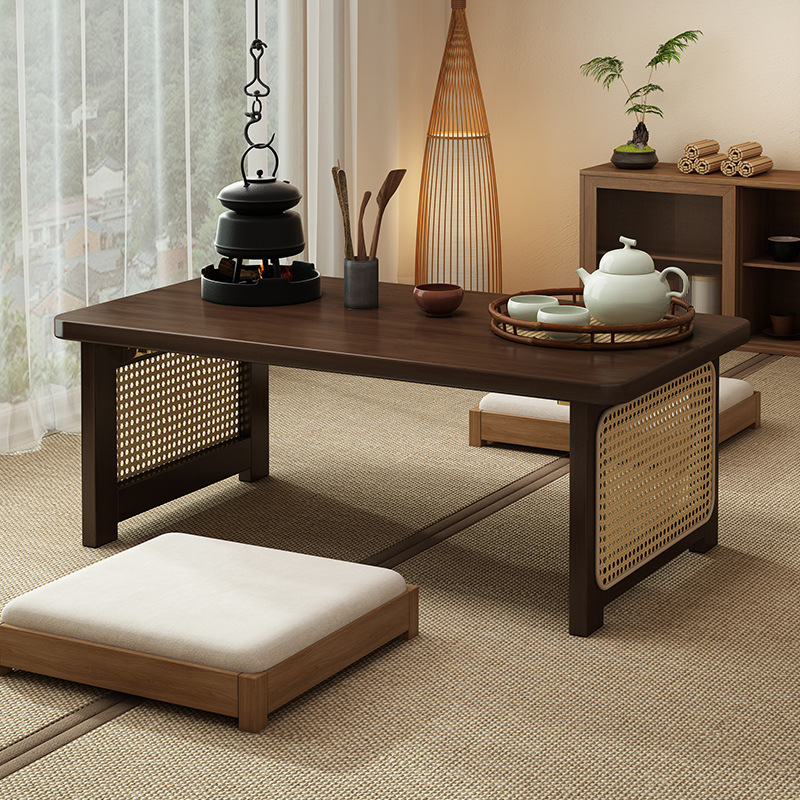 飘窗小桌子家用榻榻米茶桌禅意日式非实木可折叠炕几卧室坐地