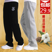 薄款 男宽松直筒系绳印花青少年运动卫裤 男士 加绒休闲裤 运动裤 夏季