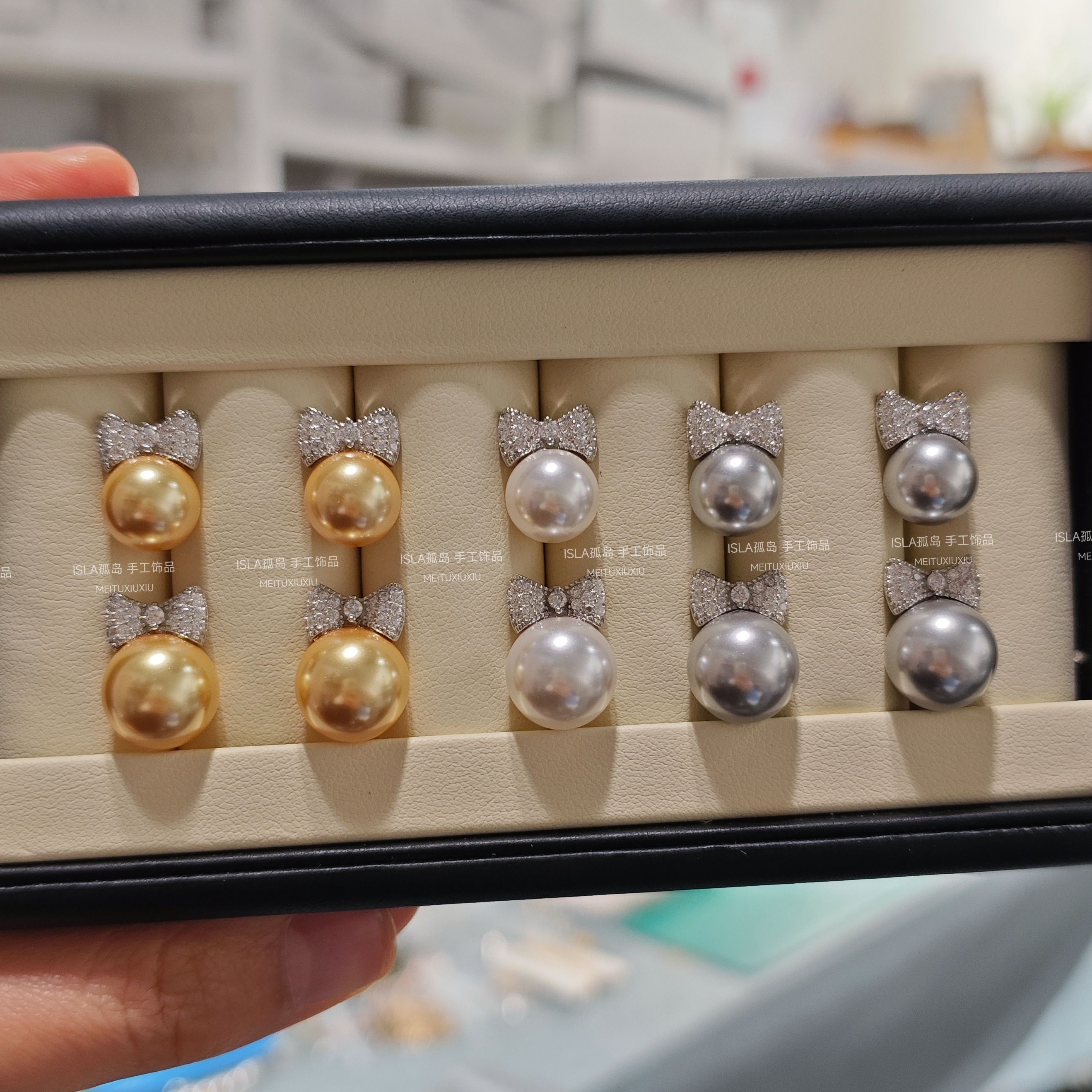 ISLA孤岛在逃公主12mm施家大珍珠耳钉耳环耳饰蝴蝶结港风ins通勤