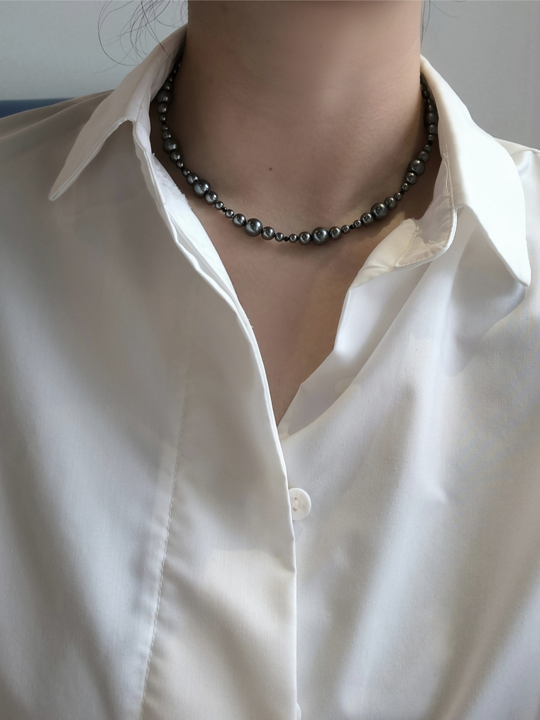 黑珍珠渐变珍珠锁骨链