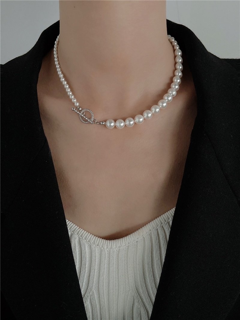 isla奥地利施家珍珠渐变法式项链多方向佩戴925纯银简约大气轻奢