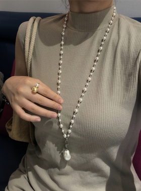 ISLA孤岛施家珍珠长项链毛衣链s925银通勤百搭叠戴高级感轻奢吊坠