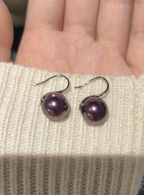 ISLA孤岛高跟鞋耳环s925银10-12mm真多麻色澳白光水晶珍珠通勤