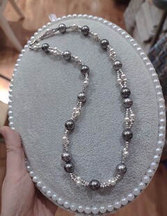 ISLA孤岛10mm双层大溪地色施家仿珍珠s925银扣轻奢复古珍珠项链