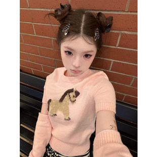 短袖 粉色毛衣显瘦内搭打底衫 针织衫 新款 韩系上衣 女春季 巨好看