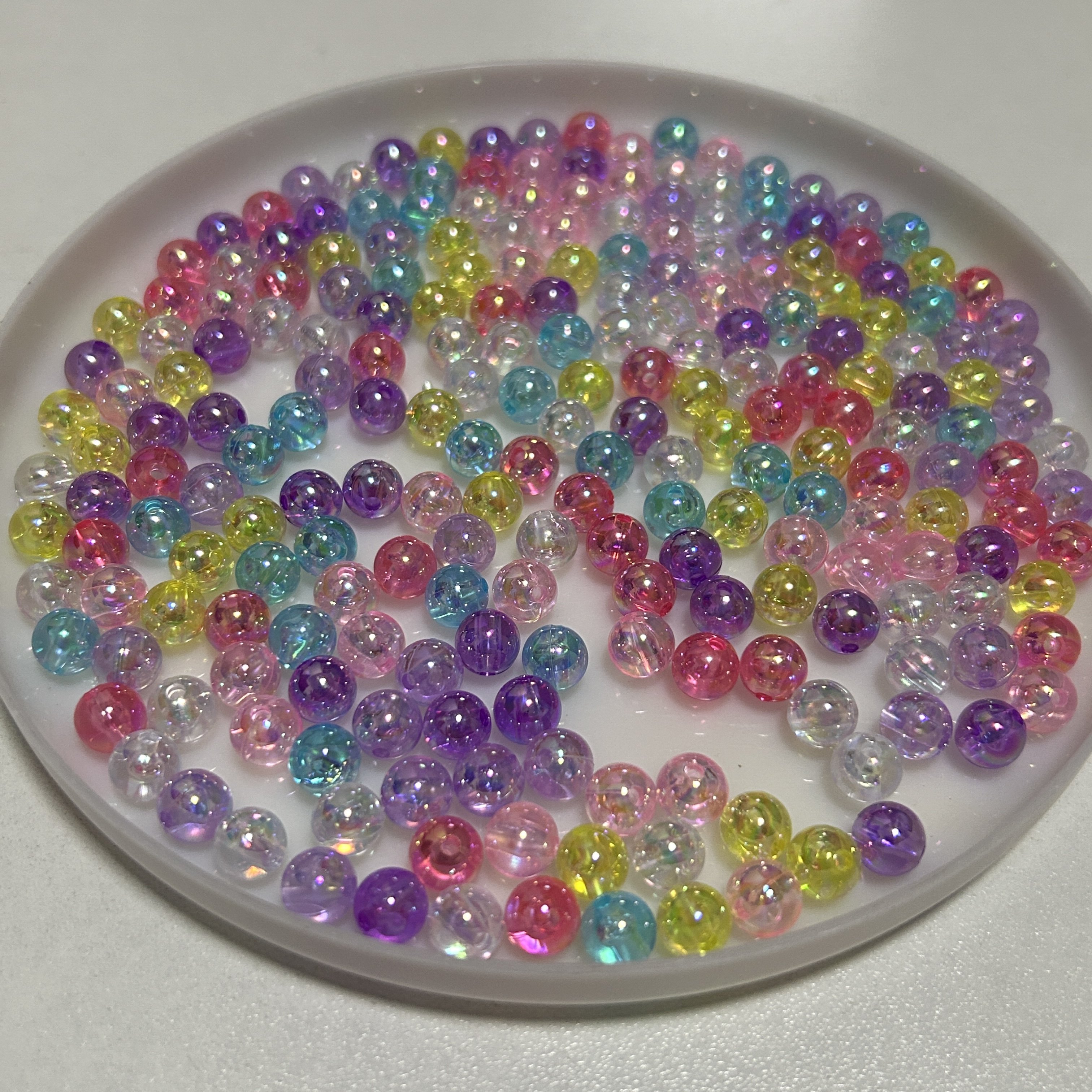 8mm彩色直孔幻彩珠子散珠子DIY手工作业项链发簪串珠手链饰品材料