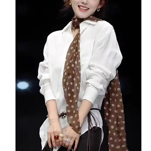 【加长尺寸180*21】气质波点围巾百搭长条丝巾配饰系脖女飘带领巾