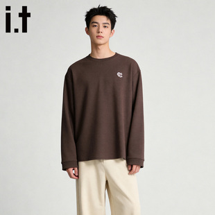 it:男生极简风圆领卫衣2026春秋男士宽松长袖套头休闲T恤百搭男装