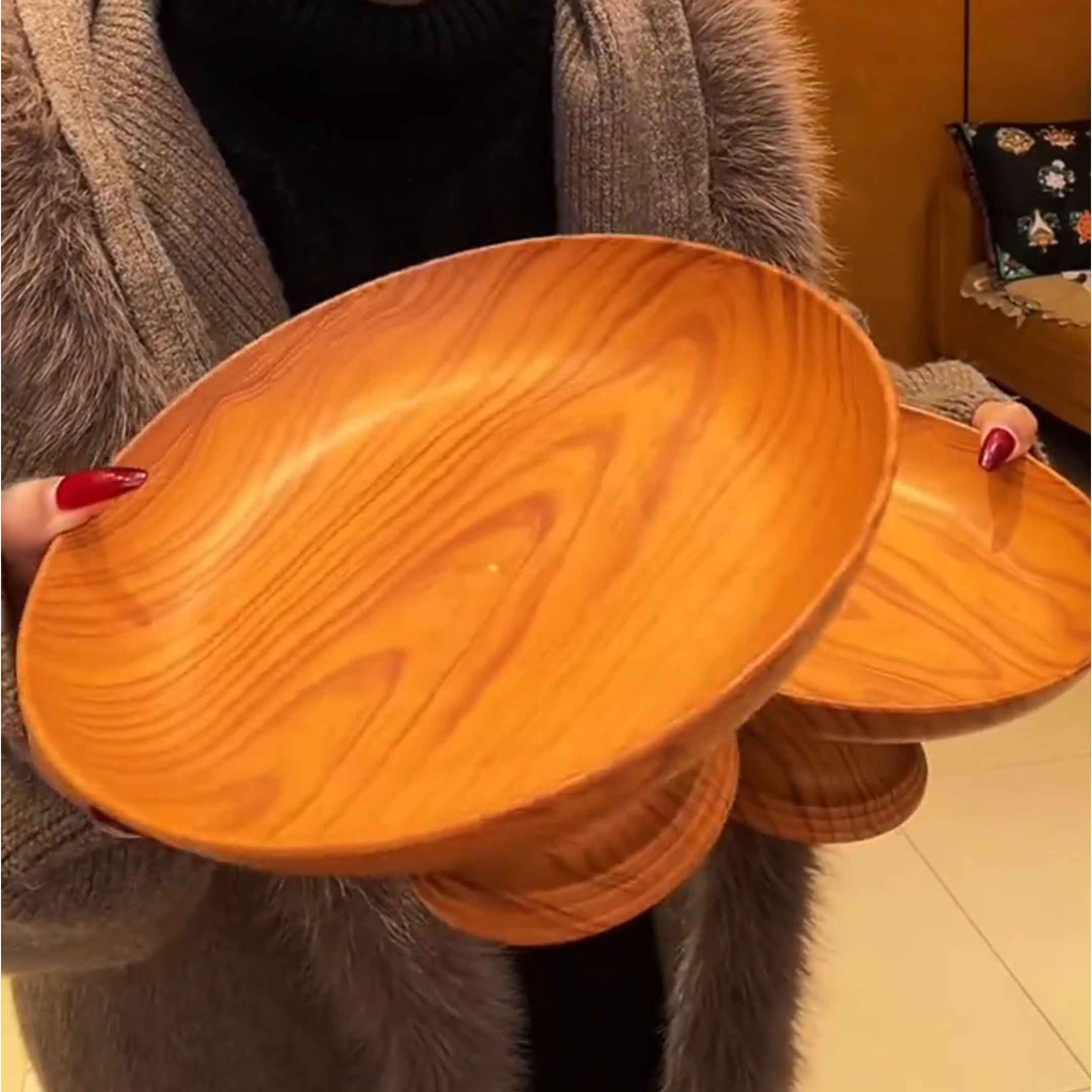 果盘藏式水果盘仿木纹高脚家用客厅茶几干果零食甜品塑料托盘,餐饮具,盘,淘宝优惠券,粉丝福利购,淘宝优惠卷