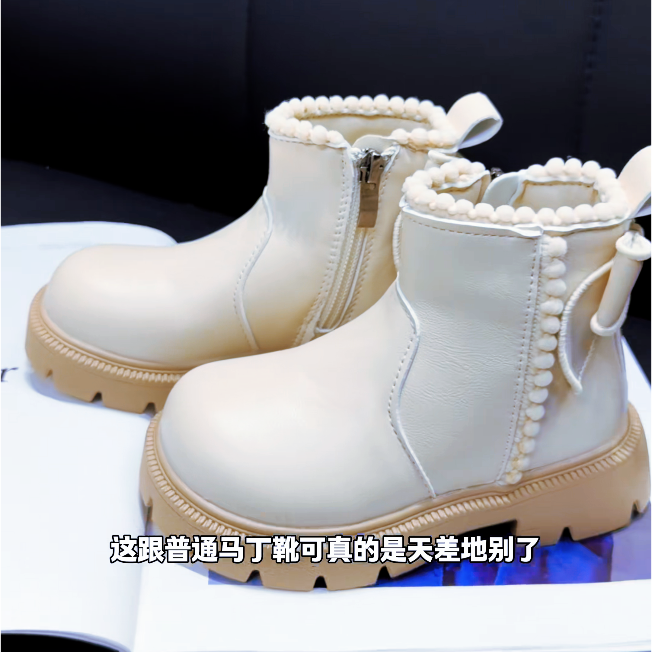 儿童靴子鞋子女款爆款 2025 新款女童公主马丁靴英伦风加绒皮靴