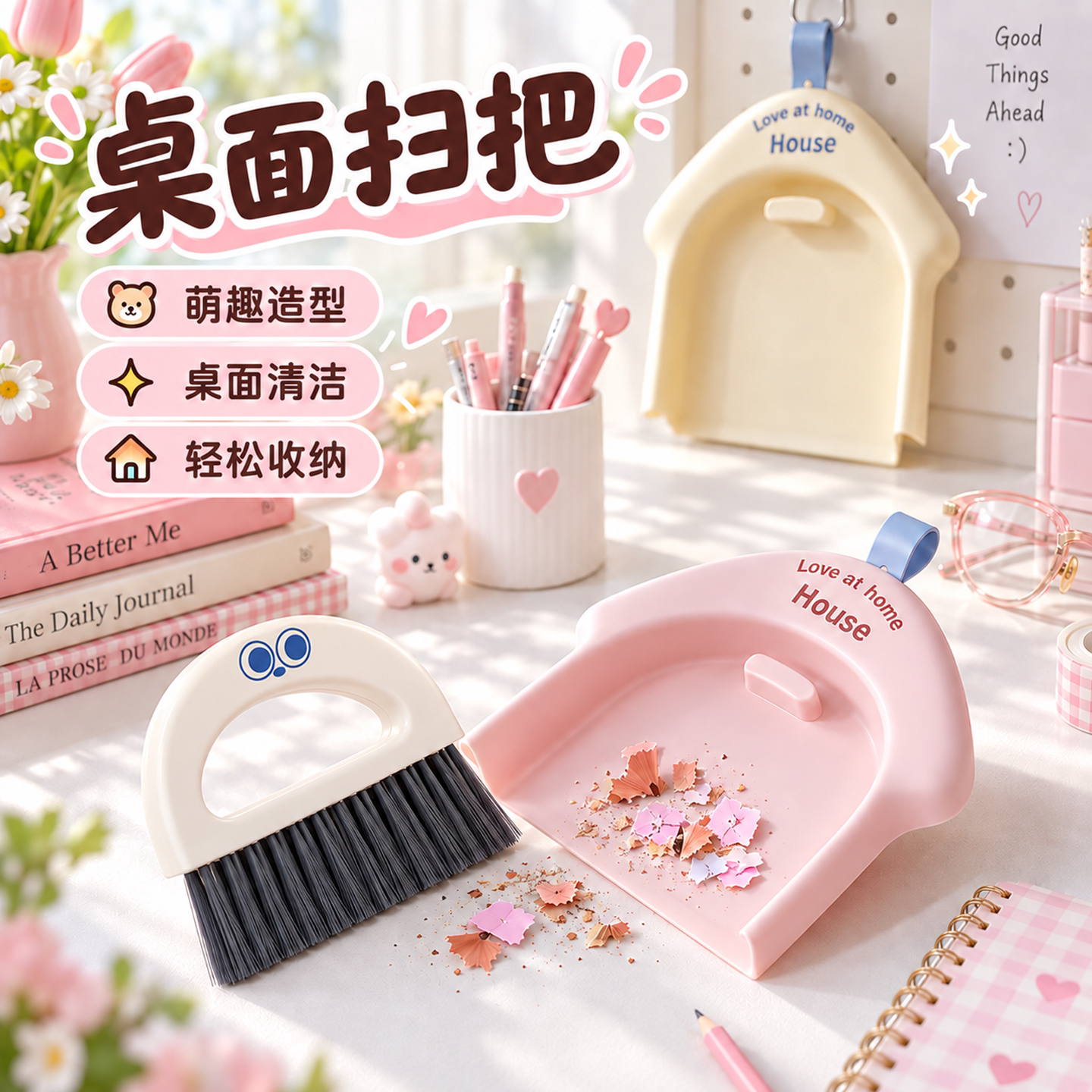 桌面小扫把簸箕套装一年级学生专用2026新款小型扫帚迷你清洁工具
