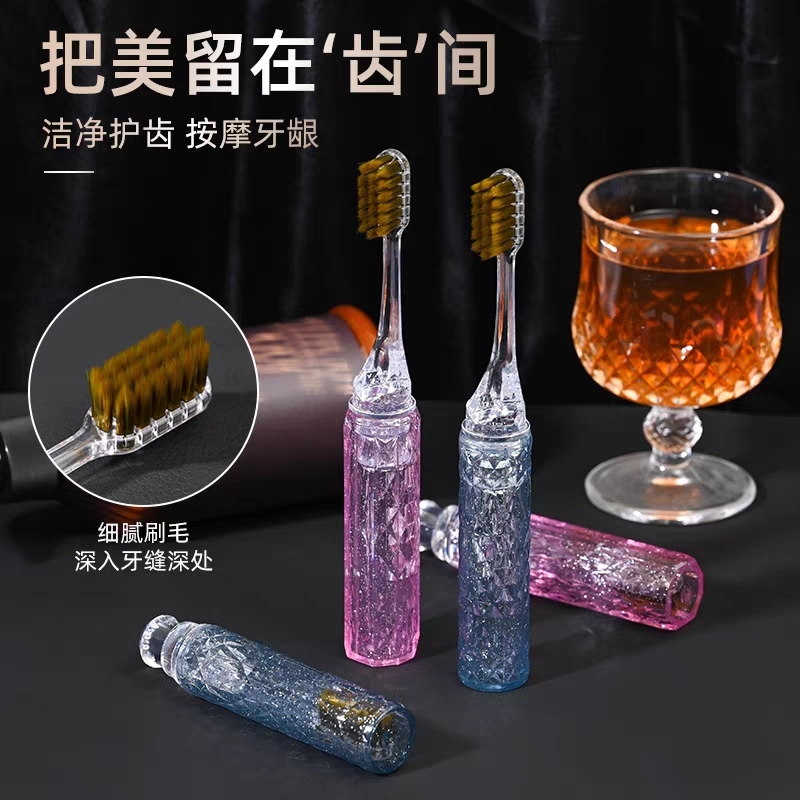 牙刷软毛家庭装家用折叠牙刷旅行装口红便携式情侣款一对成人软毛