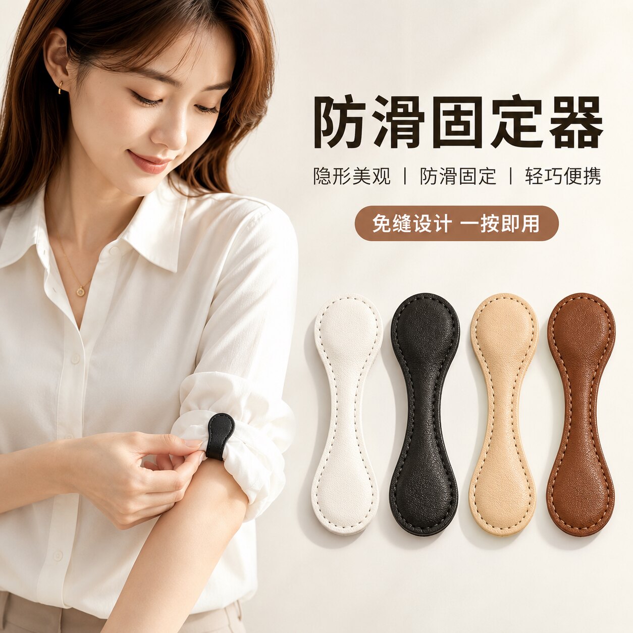 复古皮革磁吸袖口改短固定扣