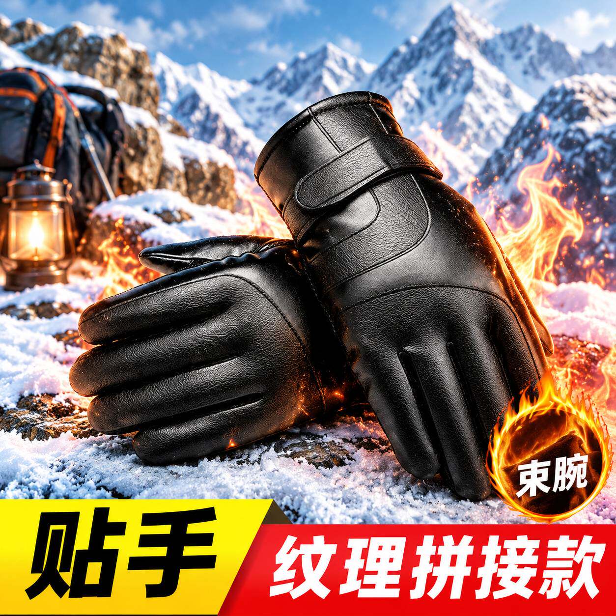 皮手套冬季骑行加绒加厚防风防水