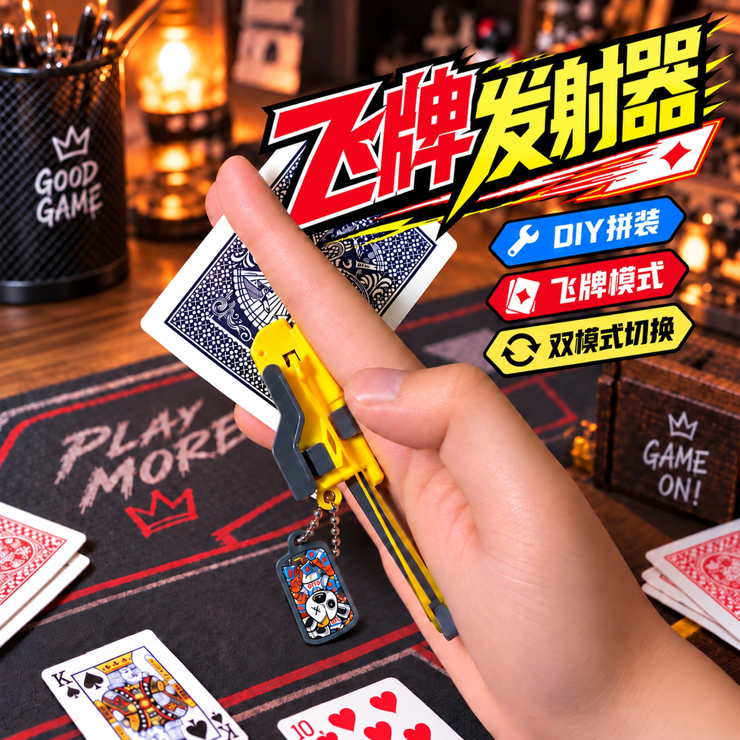 飞牌发射器可发射扑克牌解压潮玩玩具拼装盲袋文创店学生礼品礼物