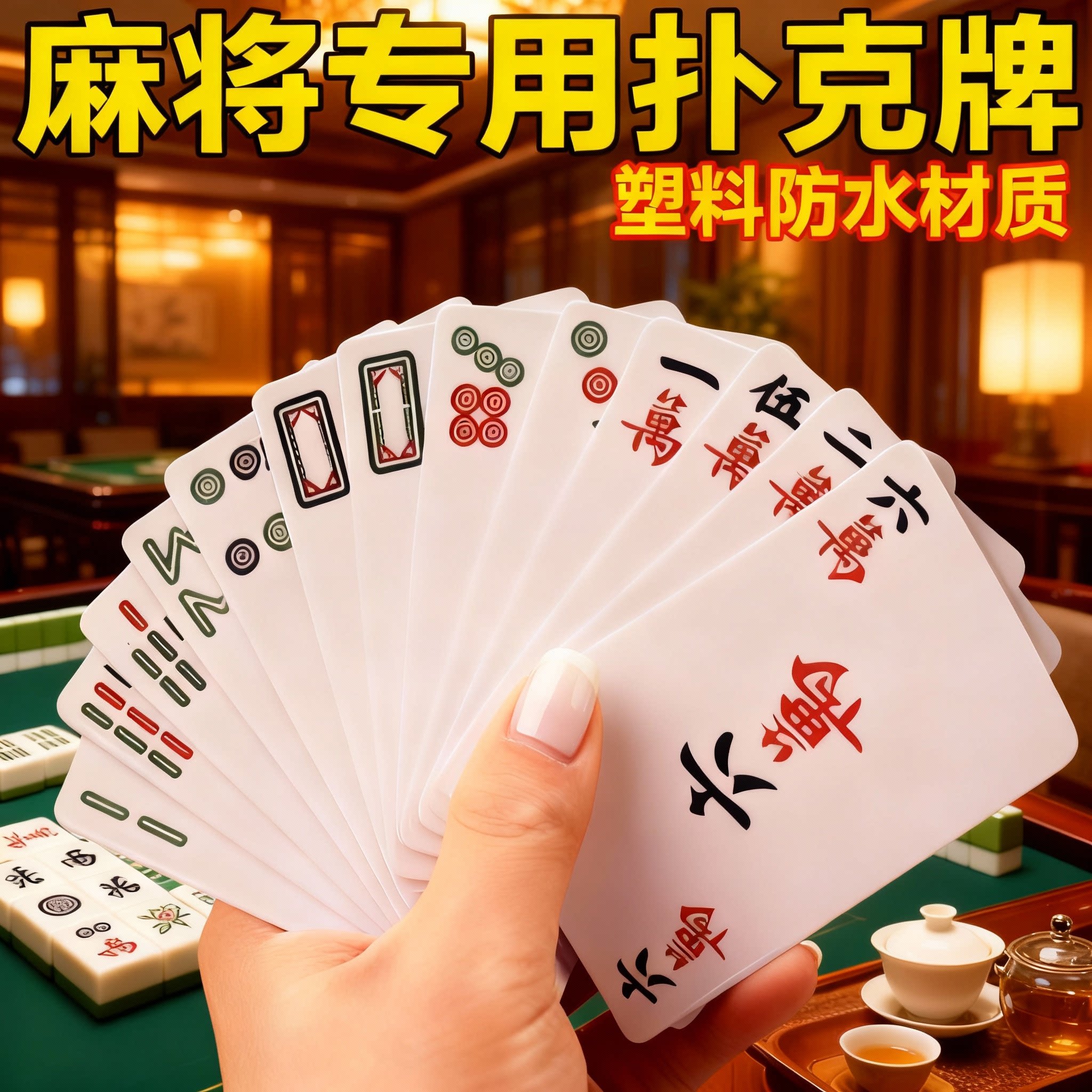 纸牌麻将防水专用扑克家用旅行塑料加厚耐用防折纸质麻将扑克牌