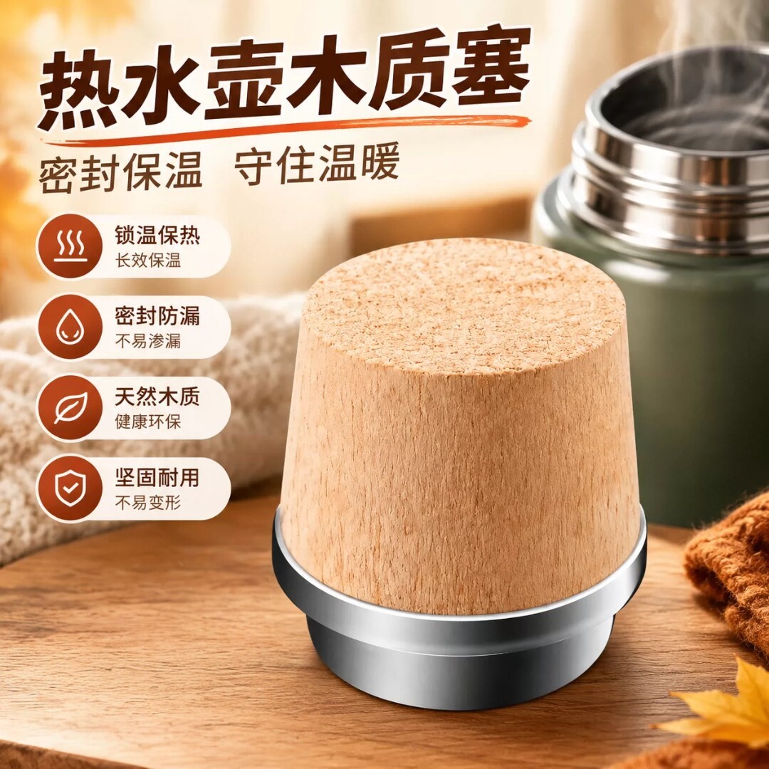 热水瓶密封塞暖瓶软木塞瓶盖通用原木老式热水壶保温瓶木头塞子