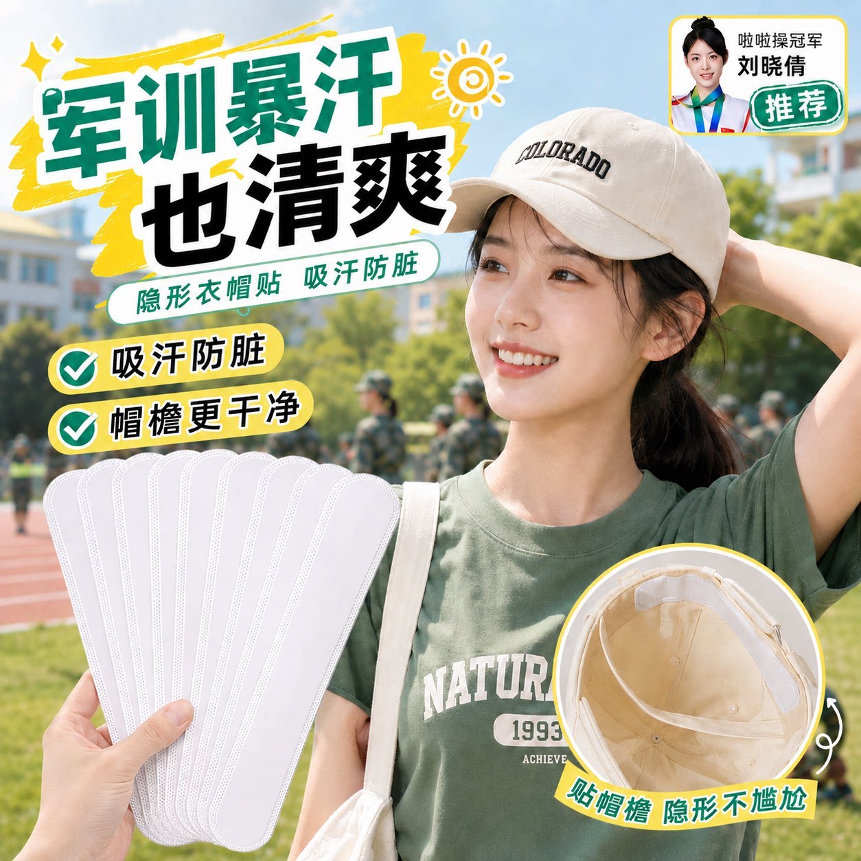 帽子防脏内贴帽沿一次性吸汗贴军训吸汗帽檐贴棒球帽衣领防汗神器