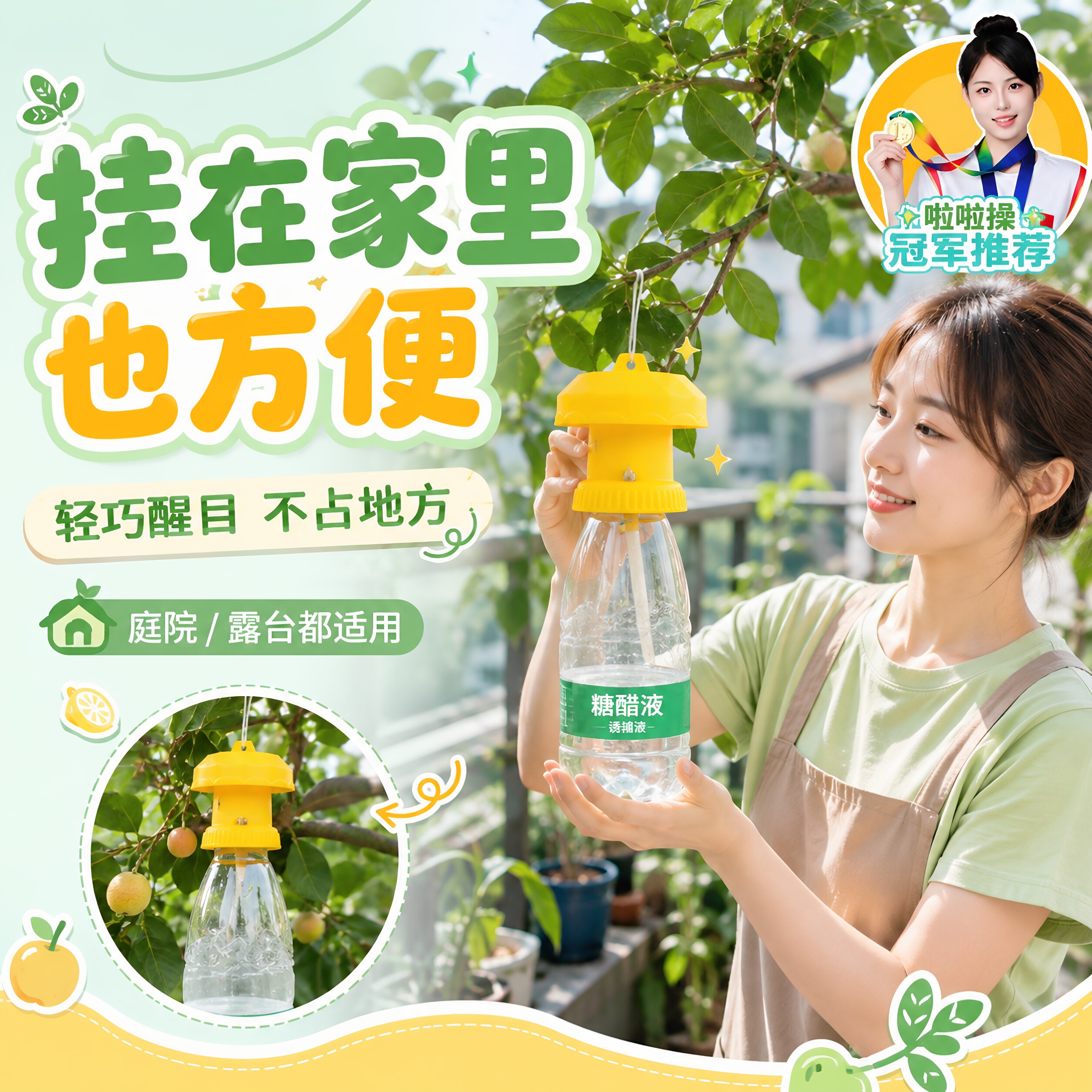 简易果蝇诱捕器盖头果园瓜地桔小实蝇针锋瓜蝇诱引捕捉诱剂果蝇药