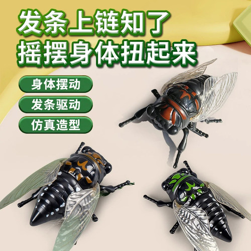 创意上链条知了儿童仿真甲壳虫