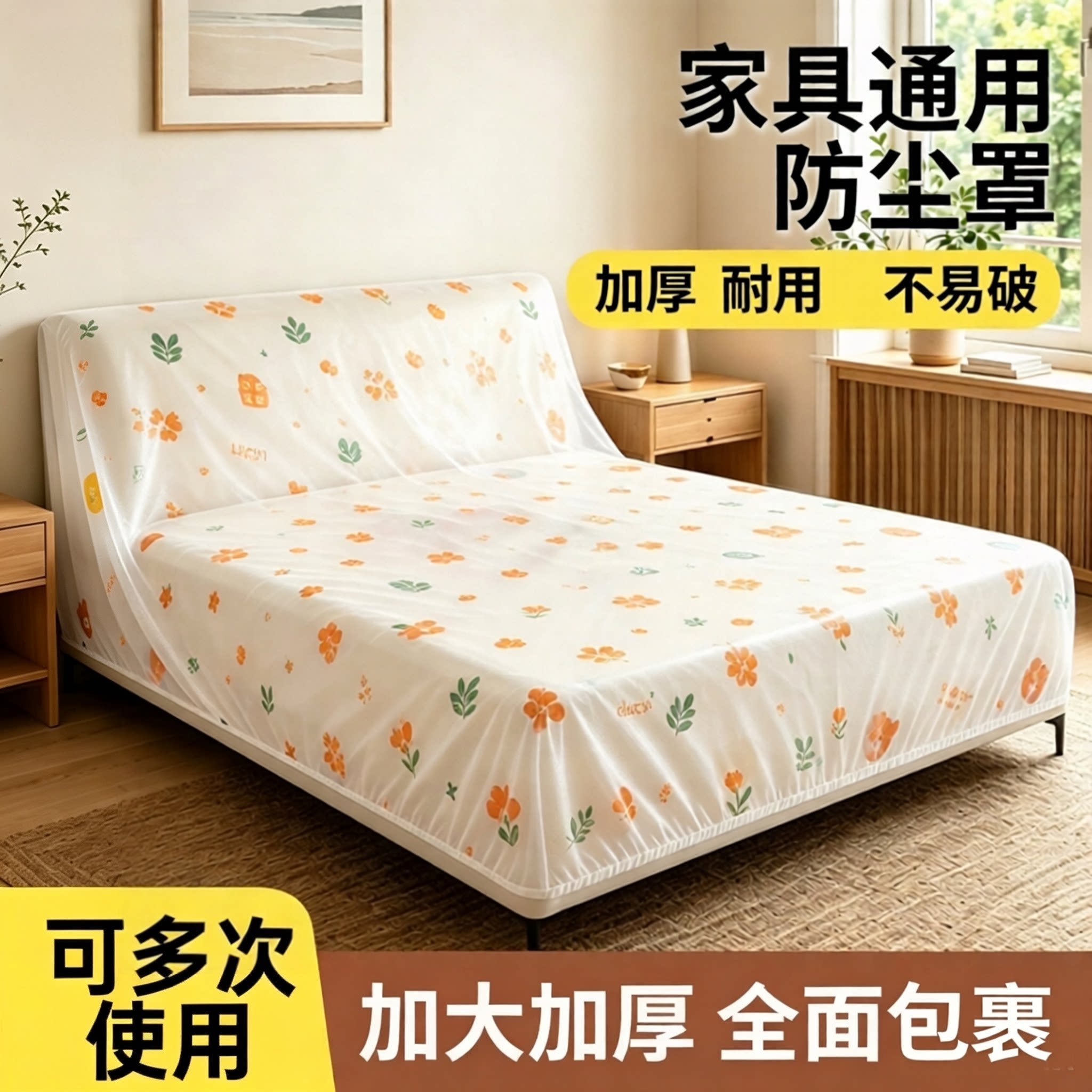 一次性防尘床罩遮灰尘罩全盖式松紧束口松紧大沙发家具装修无纺布
