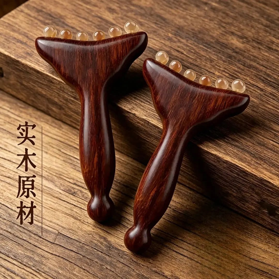 天然羊角小推子面部经络按摩按摩器提拉疏通美容棒刮痧板全身通用