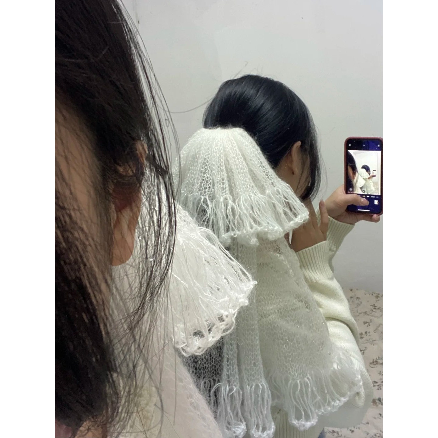 领证求婚头纱毛线手工编织diy材料包钩针礼物马海毛玫瑰花束毯子