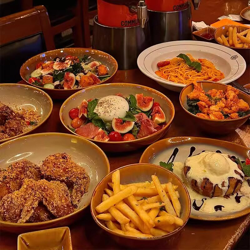 网红创意烤肉同款北欧风陶瓷盘西餐厅牛排扒盘复古商用烤肉炸薯条