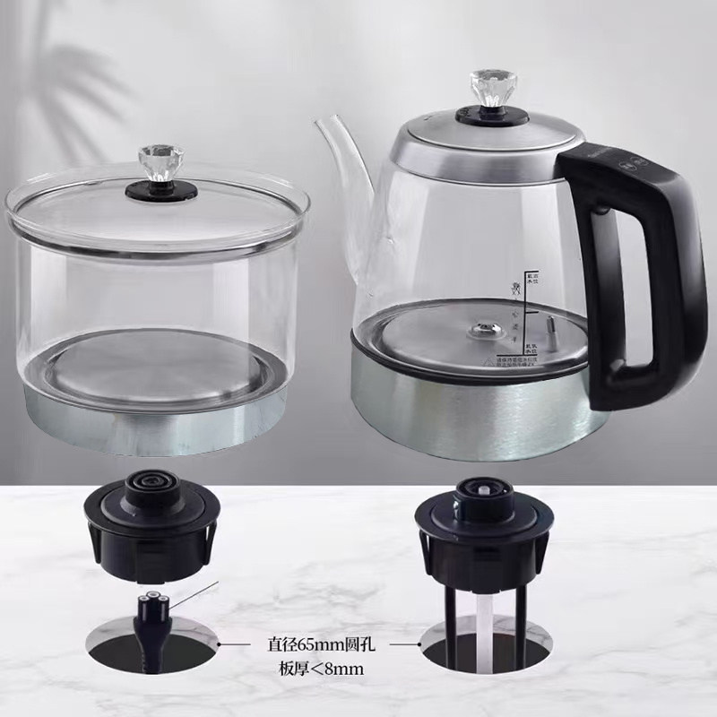65mm圆孔电茶炉烧水壶全自动底部上水岩板石头茶桌嵌入式煮茶壶