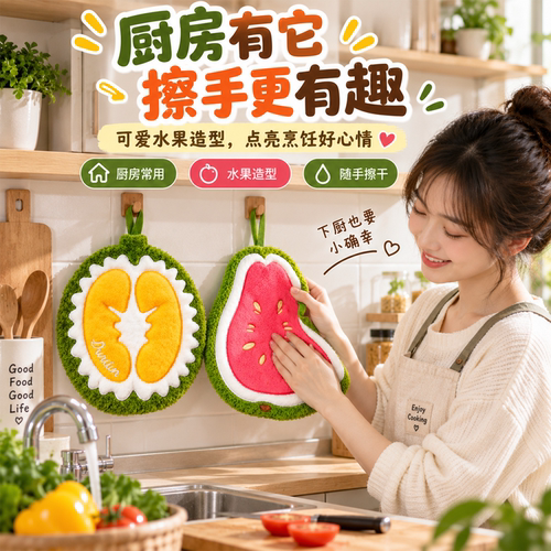 新款可爱水果挂式厨房擦手巾
