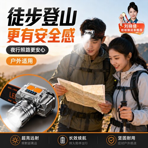 爆亮款头灯超亮头戴式强光头灯手电筒户外家用远射充电夜钓鱼矿灯
