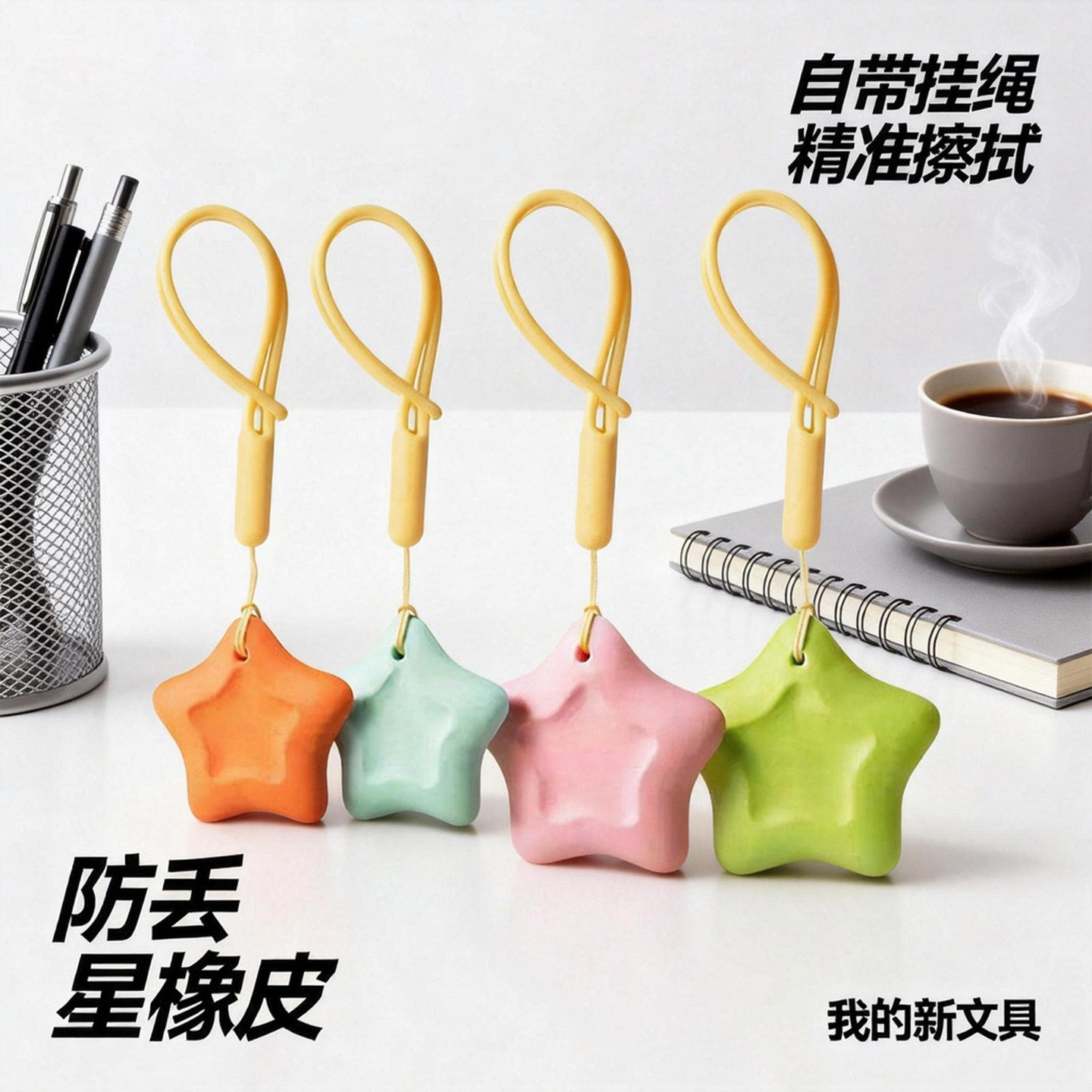 创意星星防丢橡皮擦无屑超干净小学生适用擦字成线高颜值像皮