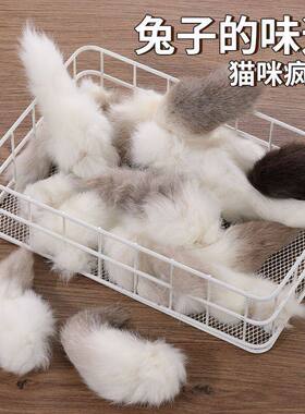 真兔尾巴带尾骨猫咪丰容玩具气味毛绒闻嗅趣味逗猫棒宠物