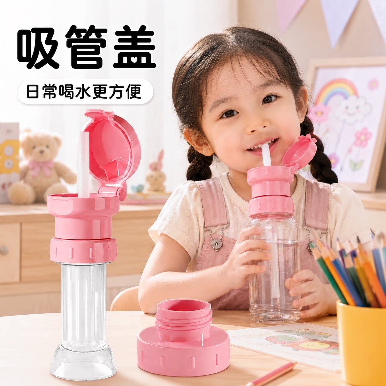 通用矿泉水瓶吸管盖三合一防呛图片