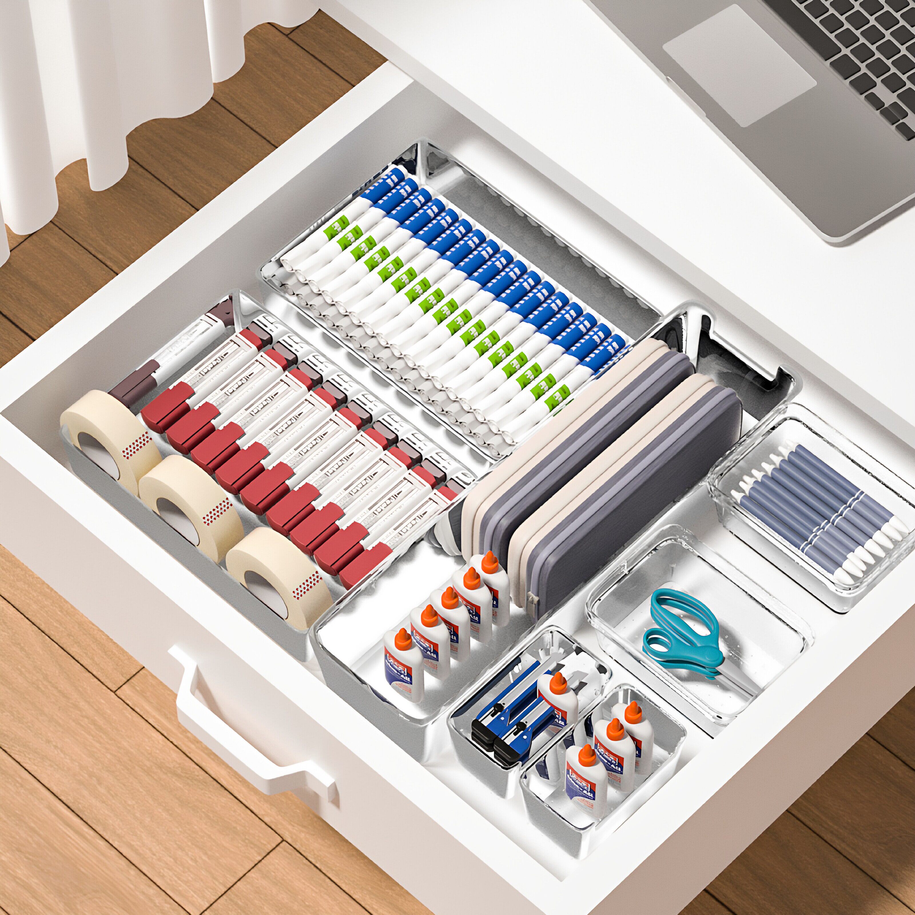 亚克力桌面收纳盒正方形小型透明抽屉收纳盒子分隔办公室工位神器