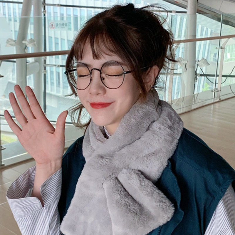 冬季韩版保暖仿獭兔毛毛绒围巾